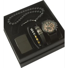 Uluora Kayışlı Kol Saati Tesbih Bileklik ve Çakmak Kutulu Set