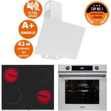 Ferre ve Afm Tech Marka/ Reew Sessiz Vitro. Elektrikli Beyaz Ankastre Set (D078-SA+ MS263 + FM7701)