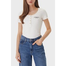 Guess Guessxns Slim Fit Logolu Düğmeli Yuvarlak Yaka Top W6GP01K2658 Bayan Top W6GP01 K2658 G012