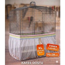 Emre Bilişim Kafes Dostu Kuş Kafesi Tülü Xl Büyük Boy - Esnek Lastikli Dışarı Yem Saçılmasını Önleyen Kafes Eteği 75X28 cm 1 Adet