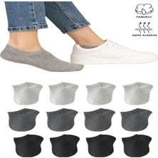 Ozzy Socks 12 Çift Unisex Dikişsiz Patik Çorap Gri Füme Siyah Günlük Konfor Seti