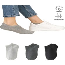 Ozzy Socks 3 Çift Unisex Dikişsiz Patik Çorap Gri Füme Siyah Günlük Konfor Seti