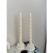 Gold Kalp Detaylı Dekoratif Şamdan Mum Seti – El Yapımı Şık Tasarım