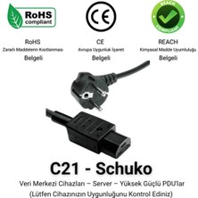 C21 - Schuko Güç Kablosu 3 x 1.5mm 2 Metre