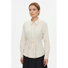 Lale Butik Bağlama Detaylı Gömlek 19515 Bej