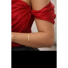 Livaz Accessories Çelik Kadın Gold Pul Pul Kolye & Bileklik Set