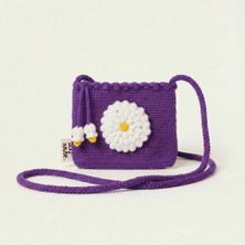 Rug Muse El Örgüsü Kız Çocuk Çapraz Çanta - Scarlet Bloom - Papatyalı - Mor