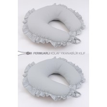 Jaju Baby Gri Fırfırlı Emzirme Yastığı | Ergonomik Tasarım & Yıkanabilir Kılıf