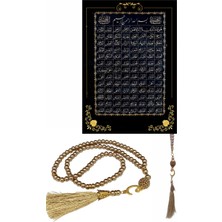 Popüler Sepet Namaz Tesbihi Vavlı 99'lu Cam Incili Esma'ul Hüsna Dua Kartı Ile Süt Kahve Renk Hediyelik