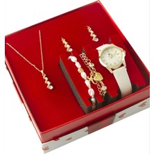 Uluora Kayışlı Bayan Kol Saati ve Takı Seti Kombini