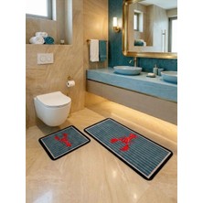 Brillant 2'li Istakoz Desen Lateks Taban Banyo Paspası (60X100-60X50)