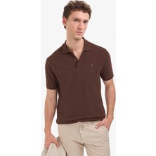Pierre Cardin Erkek Koyu Kahverengi Regular Fit %100 Pamuk Kıvrılmaz Polo Yaka Basic Tişört 50325312-VR084