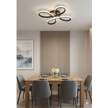 Lzy Avize Store Daisy 4’lü Plafonyer  Siyah Avize 3 Led Işık – Modern Salon, Mutfak, Çocuk Odası, Antre Aydınlatma