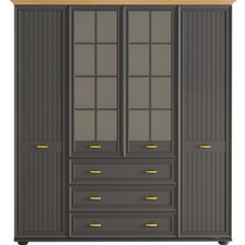 Kelebek Angelic Dark 4 Kapaklı Dolap