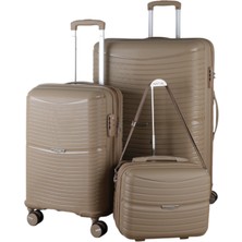 MÇS V379 Aura Y.üretim Pp Valiz 55 cm + 75 cm + Makyaj Siyah Set