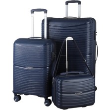 MÇS V379 Aura Y.üretim Pp Valiz 55 cm + 75 cm + Makyaj Siyah Set