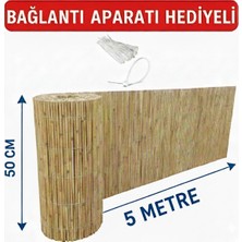 My Family Hasır Çit 50X500 cm Kamış Hasır Balkon Bahçe Çiti Misina Dokuma + Bağlantı Aparatı Hediyeli