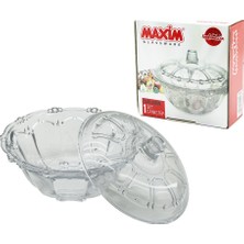 Pileli Store Cam Şekerlik Cam Kapaklı Çap: 13.5cm - Y: 5.2--9.5cm (4887)