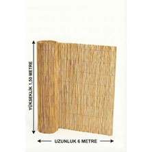 My Family Hasır Çit Bambu Görünümlü Balkon Çiti 150X600 cm - Misina Dokuma Bahçe Çiti