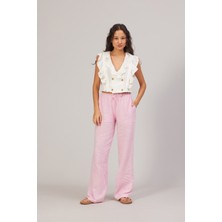 Nisan Triko Düğme Detaylı Kolsuz Bluz