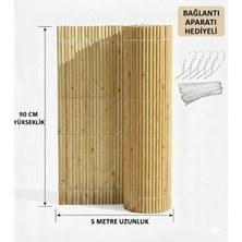 Bambu Görünümlü Kamış Hasır Balkon Çiti 90X500 cm - Dekoratif Bahçe ve Çit Hasırı