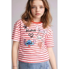 DeFacto %100 Pamuk Disney Lilo & Stitch Tişört Kız Çocuk H1449A826SM