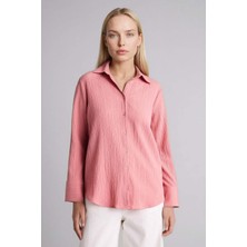 DeFacto Regular Fit Gömlek Yaka Gofre Dokulu Uzun Kollu Gömlek H0467AX26SP