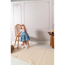 NoyNoy Baby Kız Bebek Kot Elbise Çiçek Nakışlı Dantel Yakalı Çoraplı Takım