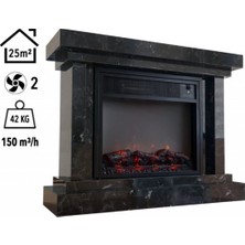 Elektrokonfor Elektrikli Fanlı Desenli Şömine Large  1500W / 3000W Lotus Desenli