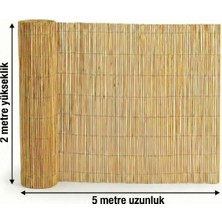 2x5 Metre Doğal Bambu Görünümlü Kamış Hasır Çit | Bahçe Balkon Gölgelik ve Gizlilik Örtüsü