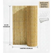 My Family Misina Dokuma Hasır Çit 90X3 Metre Kamış Hasır Balkon Bahçe Çiti + Bağlantı Aparatı Hediyeli