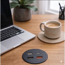 Scs Pazar Masa Üstü Multi-Media Sarj Ünitesi 60MM Grommet