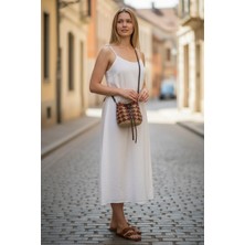 Luna Jewelry El Yapımı Kadın Renkli Örgü Bucket Ayarlanabilir Askılı Omuz Çantası