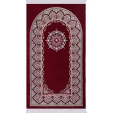 Bursa İpek Bordo Şemse Desen Kabartmalı Özel Dokuma Seccade