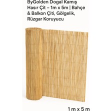 Doğal Kamış Hasır Çit – 1m x 5m | Bahçe Çiti & Balkon Çiti, Gölgelik, Rüzgar Koruyucu