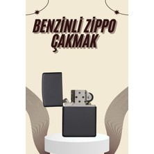 Makay Çakmak Parlak Siyah Zippo Benzinli Çakmak Cep Boy Doldurulabilir