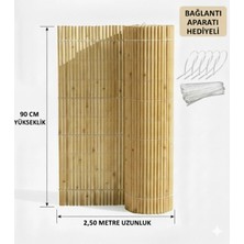 90X250 cm Misina Dokuma Kamış Hasır Çit Bahçe Balkon Gölgelik - Bağlantı Aparatı Hediyeli