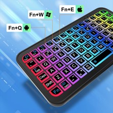 WİderMarkt Rgb Mini Bluetooth Klavye Kablosuz Şarjlı LED Işıklı Ios Android Windows Uyumlu El Boyu