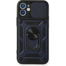 Iphone 12 Mini Kılıf Pars Lens Yüzüklü Silikon - Lacivert