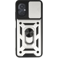 Poco M5 Kılıf Pars Lens Yüzüklü Silikon - Gümüş