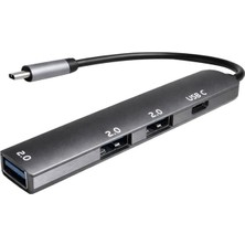 Fully S-802K 4'ü 1 Arada Usb-A Type-C Hub Dönüştürücü Alüminyum Gövde Ultra Ince Tasarım