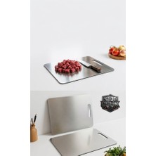 Generic Paslanmaz Çelik Kesme Tahtası - Leke Tutmaz Hijyenik Doğrama Tablası - Hamur Açma Matı (%100 Çelik)