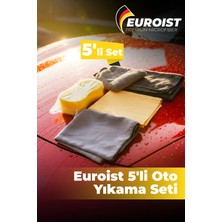 Oto Temizlik 5'li Araç Yıkama Seti - Oto Yıkama Eldiveni, 50X70 Güderi Bez, 50X70 Mikrofiber Bez, 50X70 Cam Bezi, Sünger