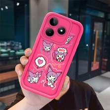 Ucuc Realme C51/C53 Uyumlu Pembe Kırmızı Silikon Kılıf Darbeye Dayanıklı Kamera Koruma