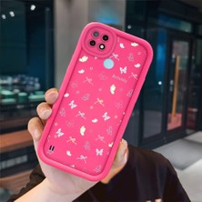 Ucuc Realme C21 Uyumlu Pembe Kırmızı Silikon Kılıf Darbeye Dayanıklı Kamera Koruma
