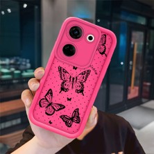 Ucuc Tecno Camon 20 Uyumlu Pembe Kırmızı Silikon Kılıf Darbeye Dayanıklı Kamera Koruma