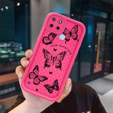Ucuc Realme C21Y/C25Y Uyumlu Pembe Kırmızı Silikon Kılıf Darbeye Dayanıklı Kamera Koruma