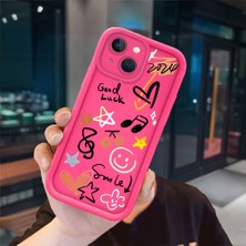 Ucuc iPhone 15 Plus Uyumlu Pembe Kırmızı Silikon Kılıf Darbeye Dayanıklı Kamera Koruma