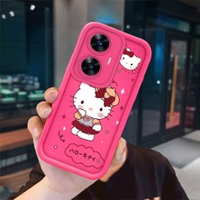 Ucuc Realme C55 Uyumlu Pembe Kırmızı Silikon Kılıf Darbeye Dayanıklı Kamera Koruma