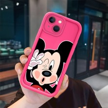Ucuc iPhone 15 Plus Uyumlu Pembe Kırmızı Silikon Kılıf Darbeye Dayanıklı Kamera Koruma